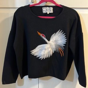 Pink Martini Embroidered Bird Sweater medium pre-owned excellent cond. size Med.